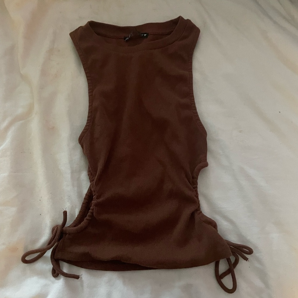 Brown Zara Cutout Top